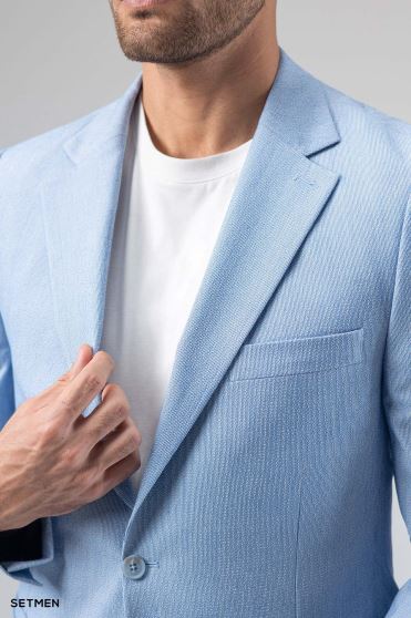 کت تک مردانه دودکمه نیم آستر پارچه GOFRE کت تک مردانه دودکمه نیم آستر پارچه GOFRE