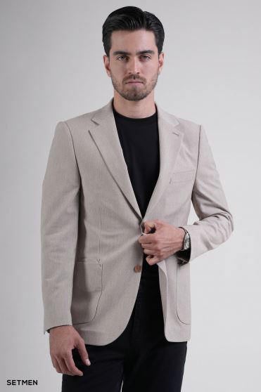 کت تک مردانه دودکمه نیم آستر پارچه GOFRE