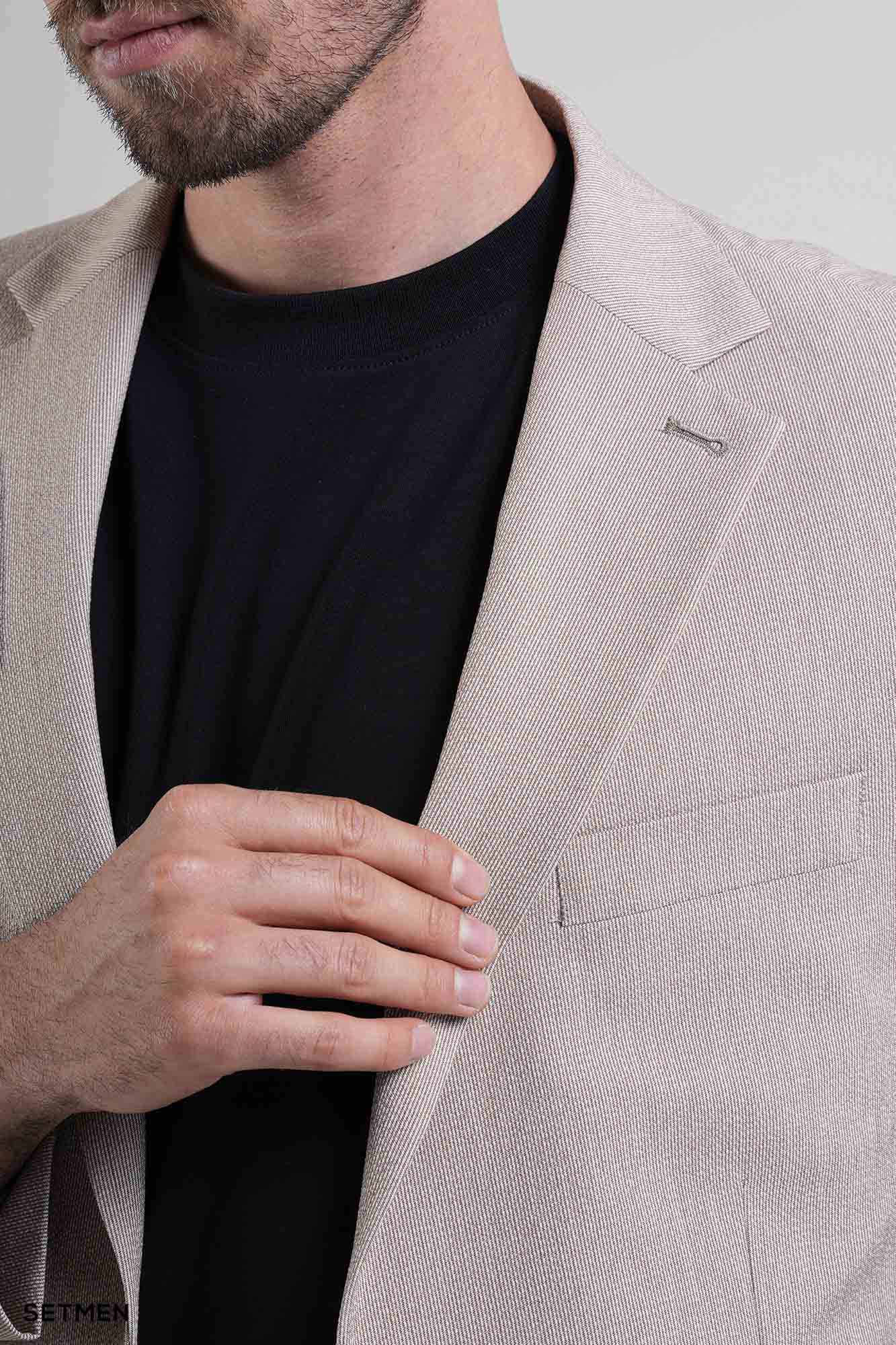 کت تک مردانه دودکمه نیم آستر پارچه GOFRE