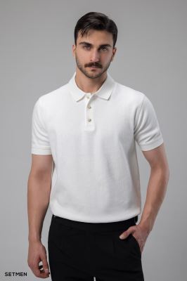 تیشرت یقه دار ژاکارد کلاسیک