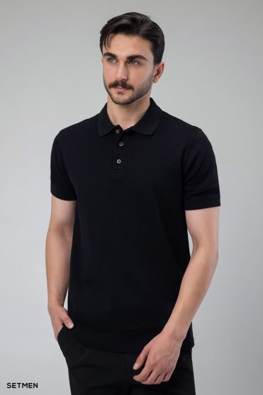 تیشرت یقه دار ژاکارد کلاسیک