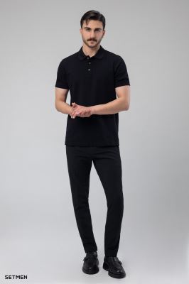 تیشرت یقه دار ژاکارد کلاسیک