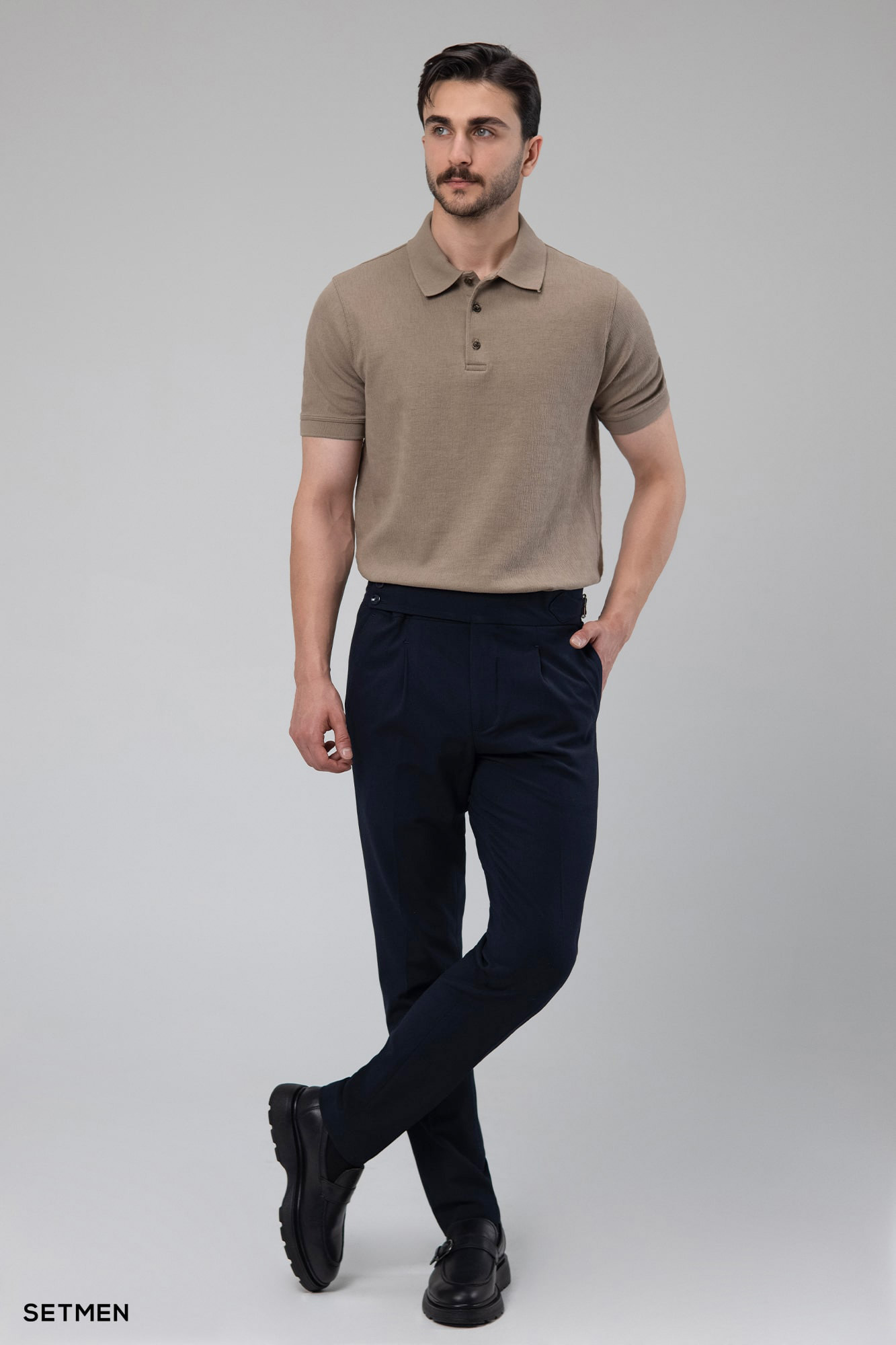 تیشرت یقه دار ژاکارد کلاسیک