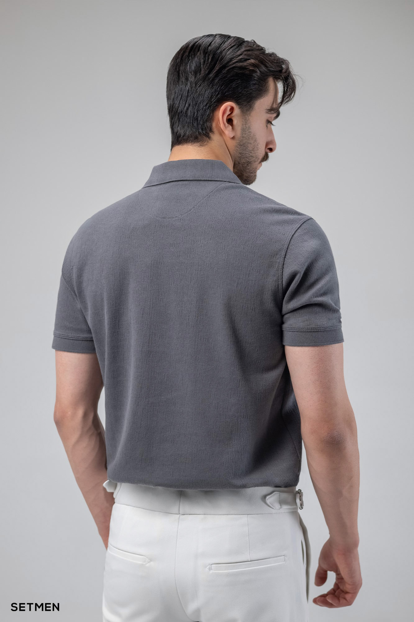 تیشرت یقه دار ژاکارد کلاسیک