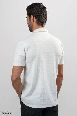 تیشرت یقه نیم زیپ ژاکارد