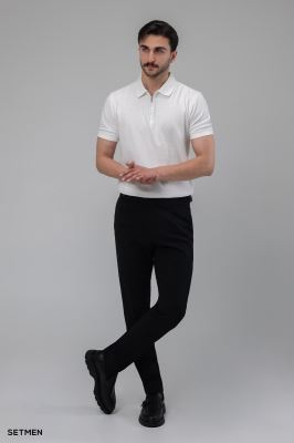 تیشرت یقه دار نیم زیپ ژاکارد اولد مانی