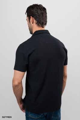 تیشرت یقه نیم زیپ ژاکارد