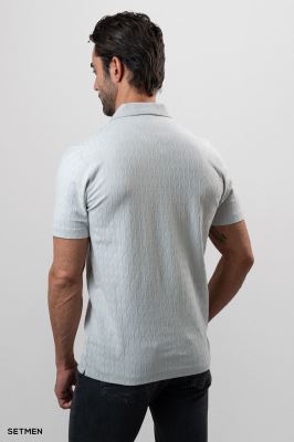 تیشرت یقه نیم زیپ ژاکارد