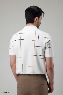 تیشرت جودون سه دکمه طرح دار