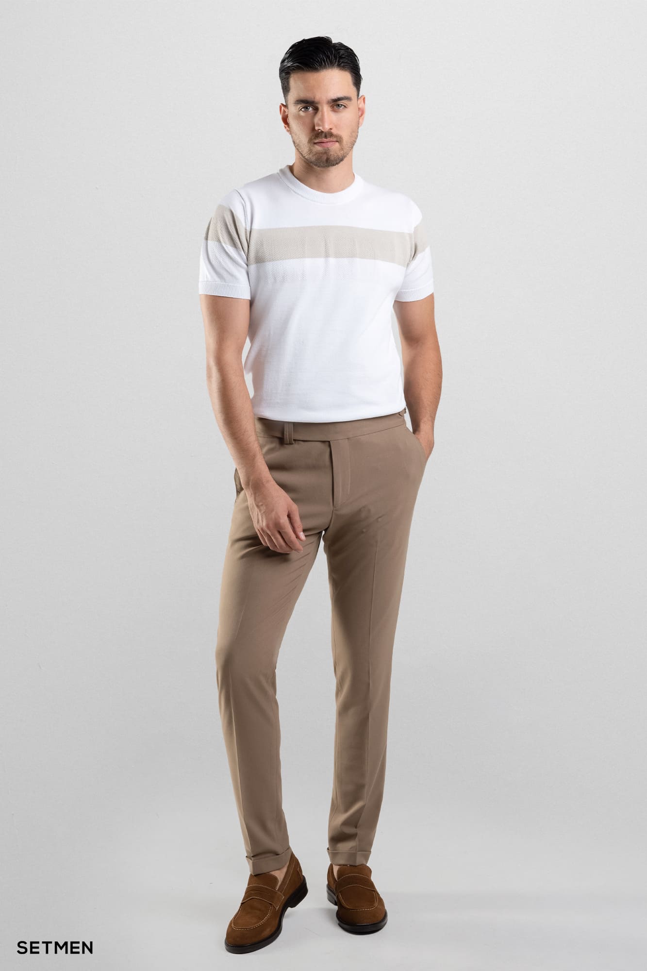 تیشرت مردانه یقه گرد بافت اولد مانی