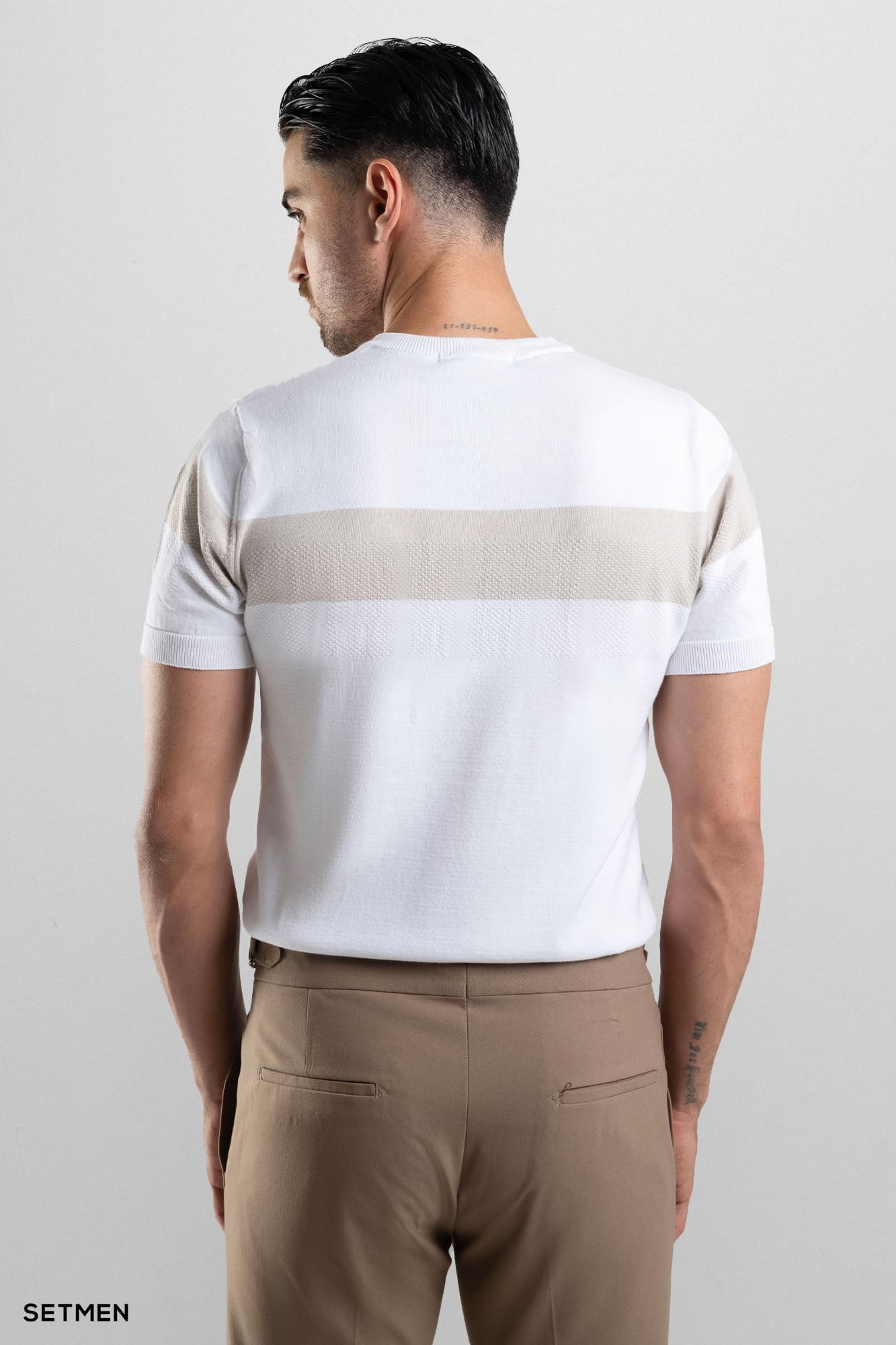 تیشرت مردانه یقه گرد بافت اولد مانی