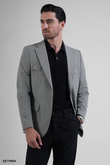 کت تک مردانه نیم آستر لینن سافاری کت تک مردانه نیم آستر لینن سافاری