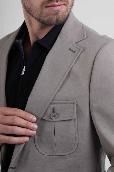 کت تک مردانه نیم آستر لینن سافاری کت تک مردانه نیم آستر لینن سافاری