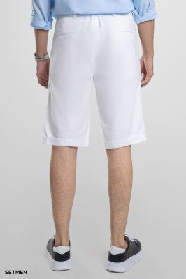 شلوارک لینن پیل دار کمر کش