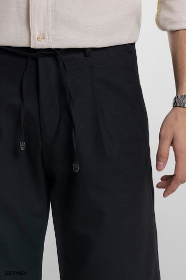 شلوارک لینن پیل دار کمر کش