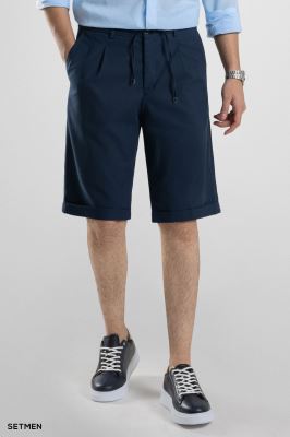 شلوارک لینن پیل دار کمر کش