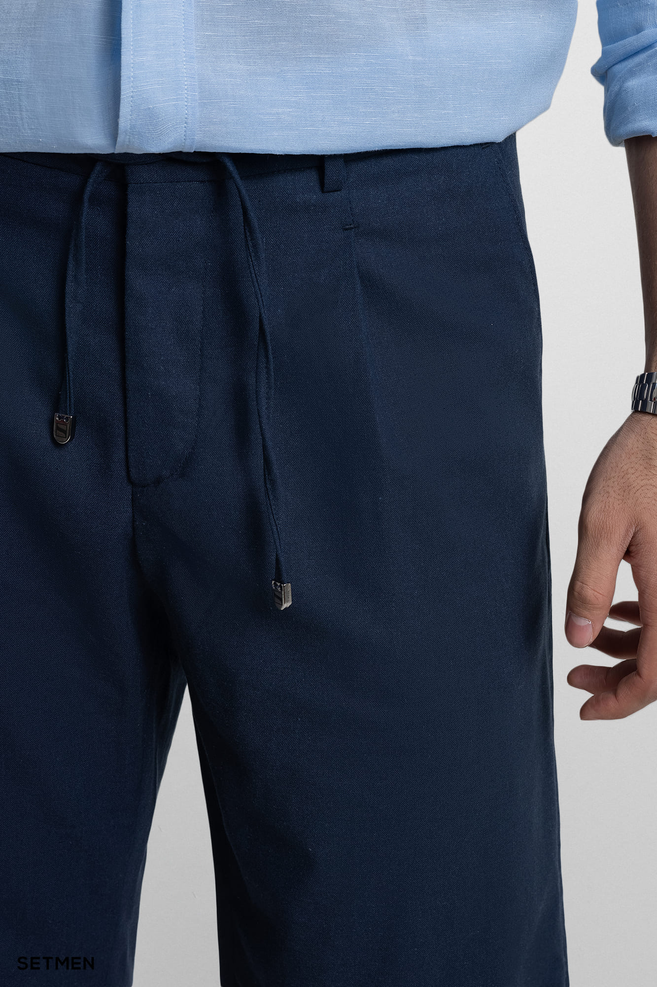 شلوارک لینن پیل دار کمر کش