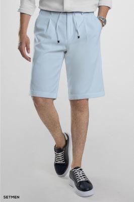 شلوارک لینن پیل دار کمر کش