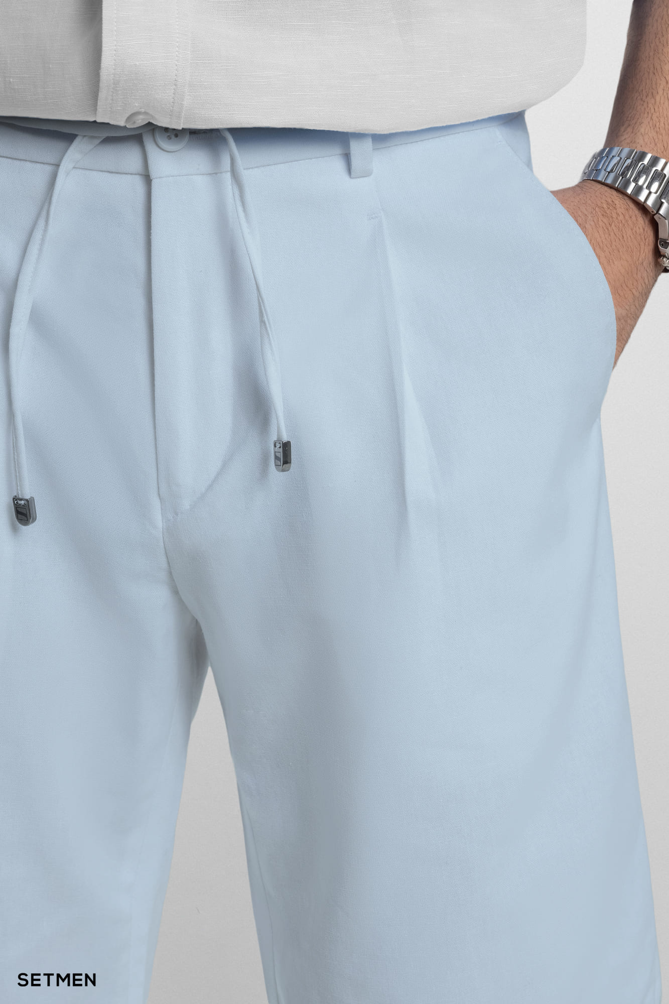 شلوارک لینن پیل دار کمر کش