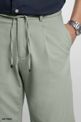 شلوارک لینن پیل دار کمر کش