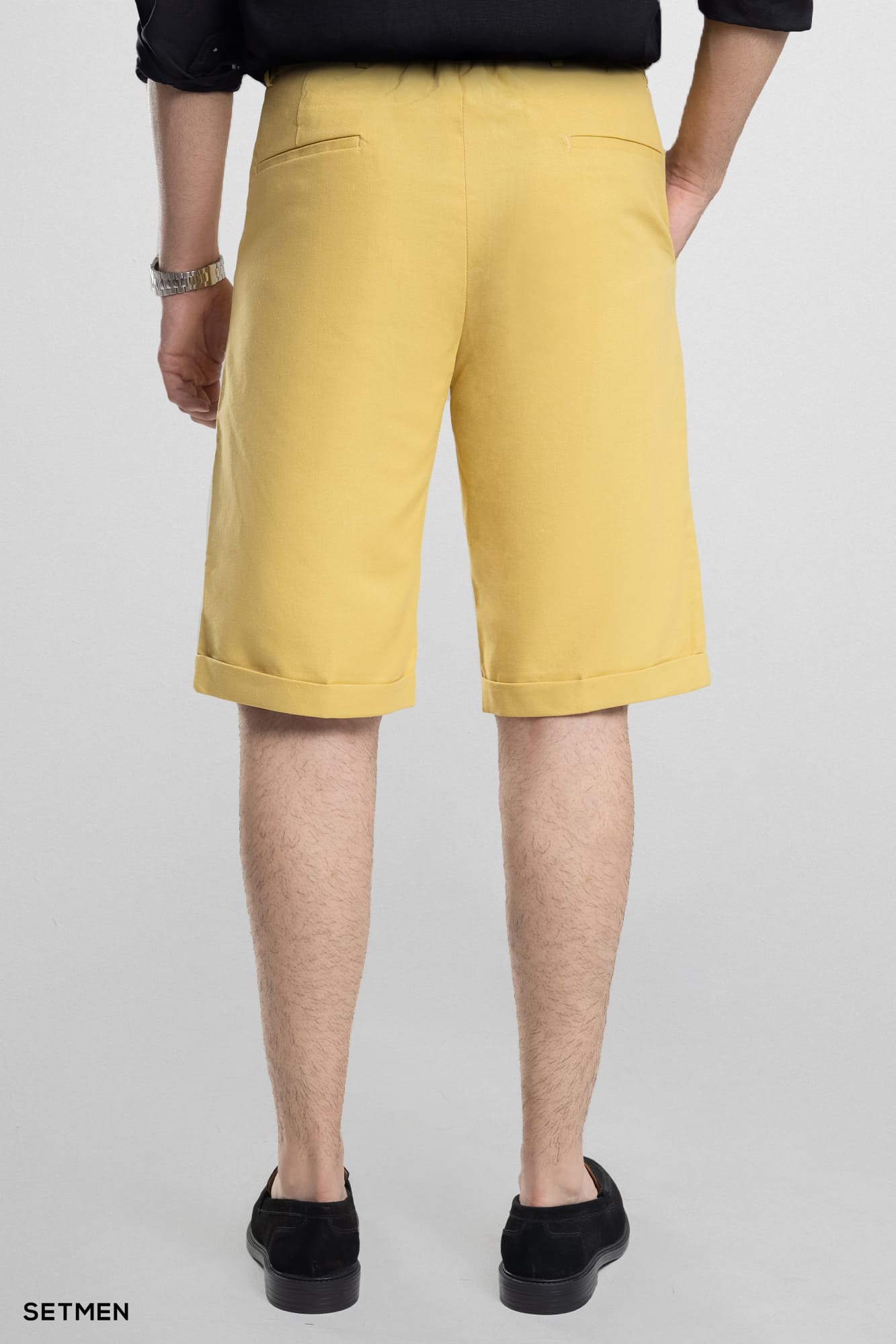 شلوارک لینن پیل دار کمر کش