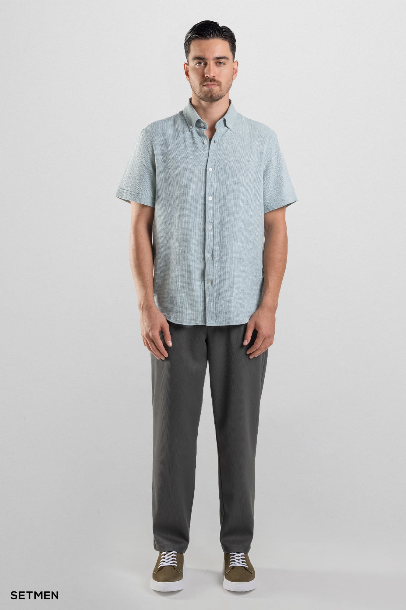 پیراهن مردانه آستین کوتاه کنفی