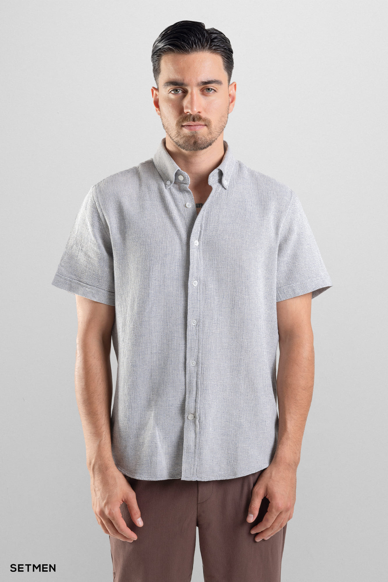 پیراهن مردانه آستین کوتاه کنفی