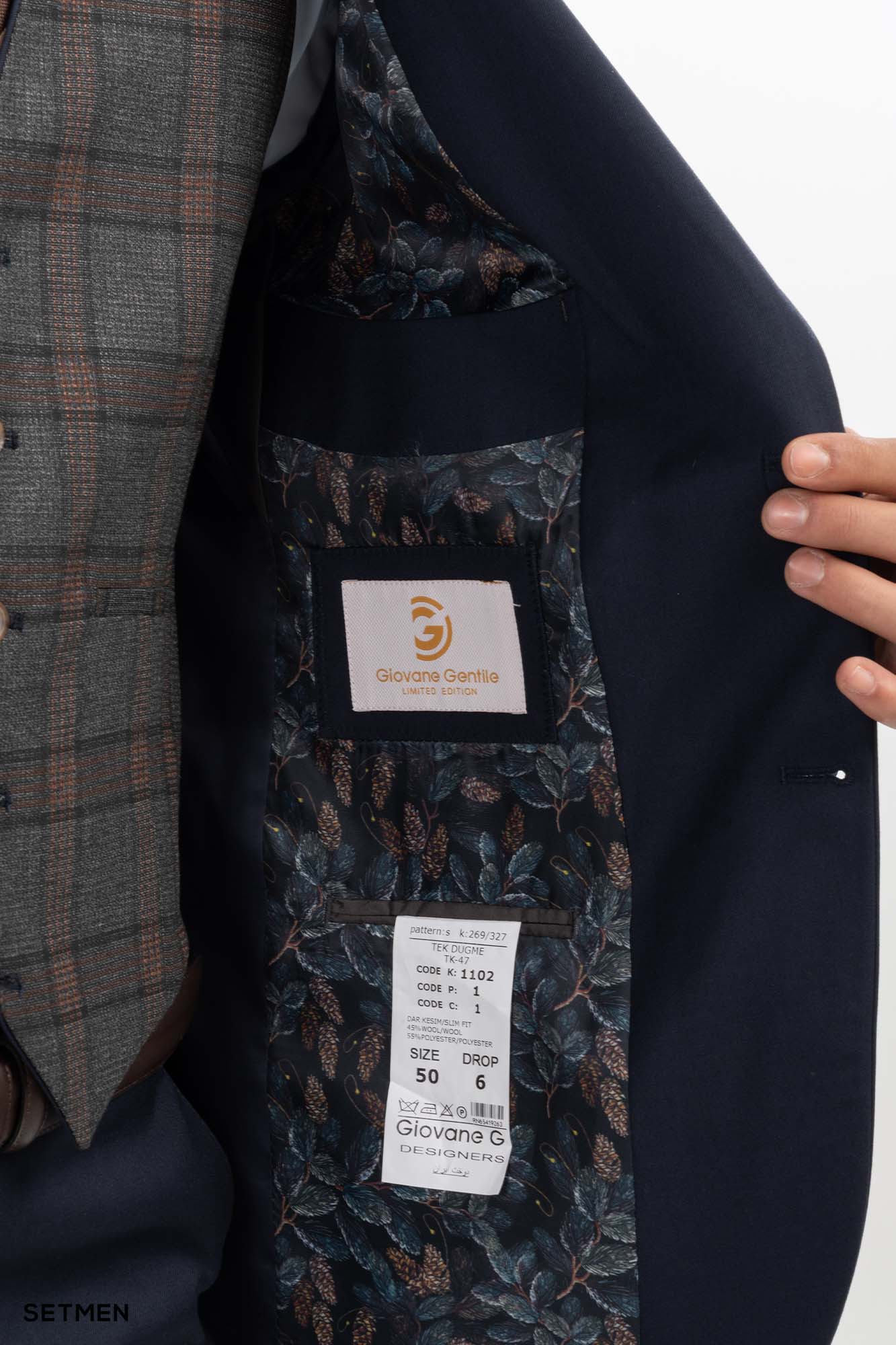 کت و شلوار مردانه سه تکه یقه بلیزر ژیله دورو