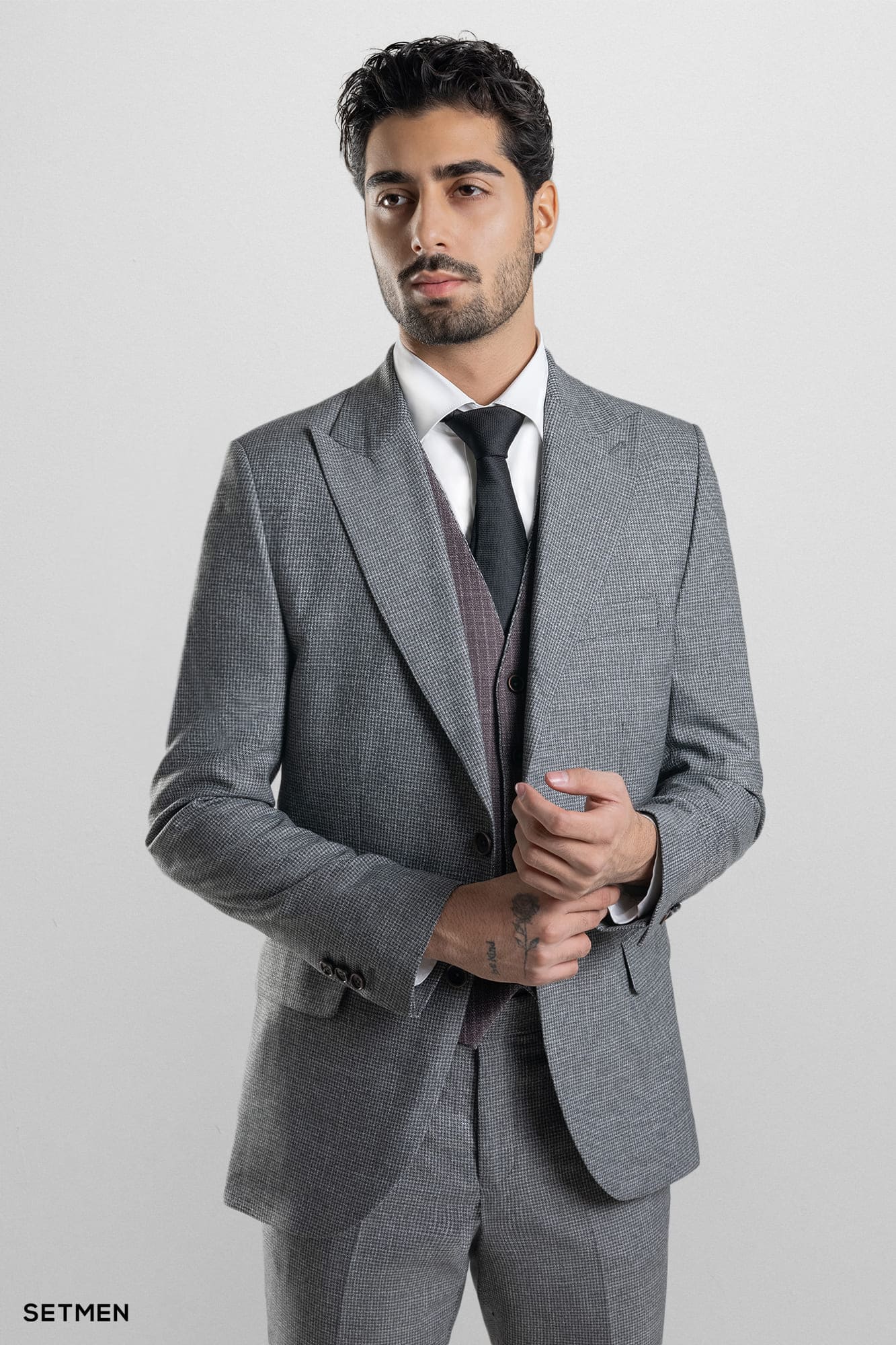 کت و شلوار مردانه سه تکه یقه بلیزر ژیله دورو