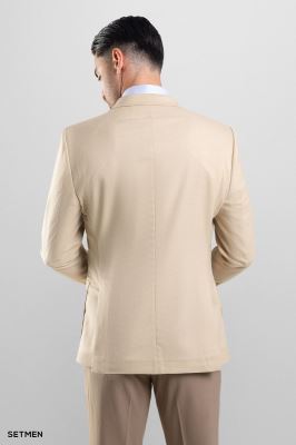 کت تک مردانه یقه انگلیسی نیم آستر دو دکمه