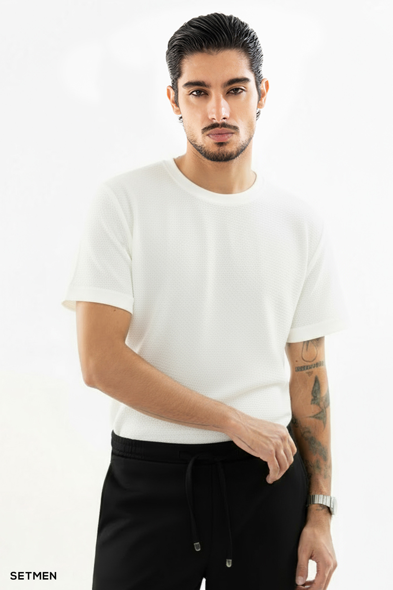 تیشرت مردانه ژاکارد یقه گرد