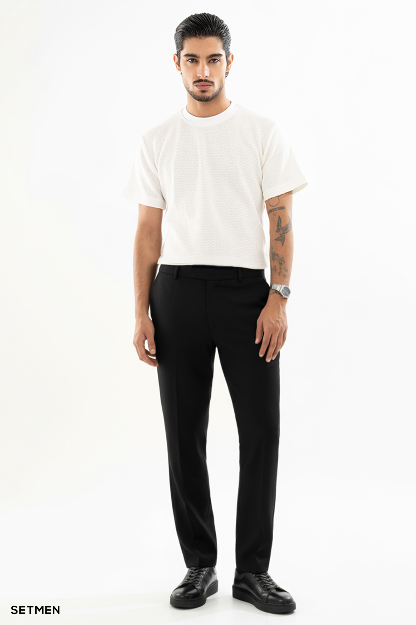 تیشرت مردانه ژاکارد یقه گرد