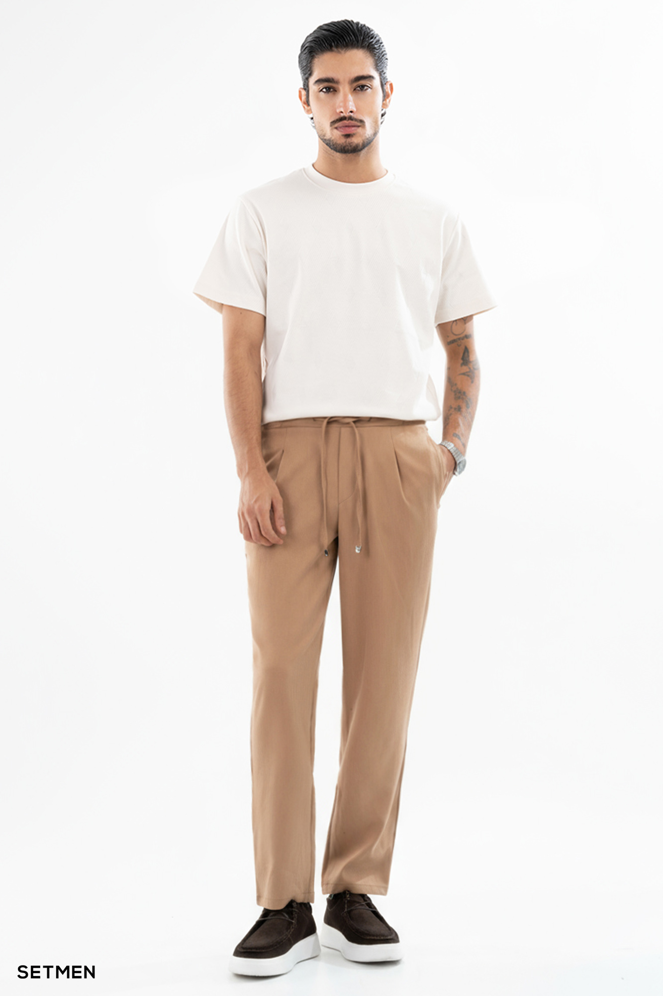 تیشرت مردانه ژاکارد یقه گرد