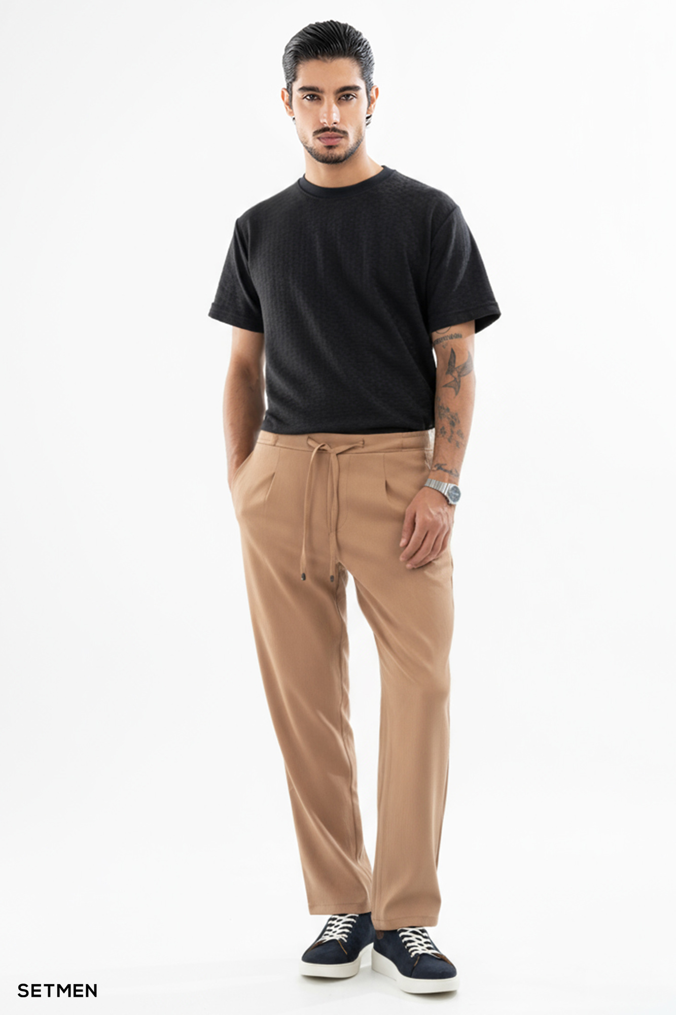 تیشرت مردانه ژاکارد یقه گرد