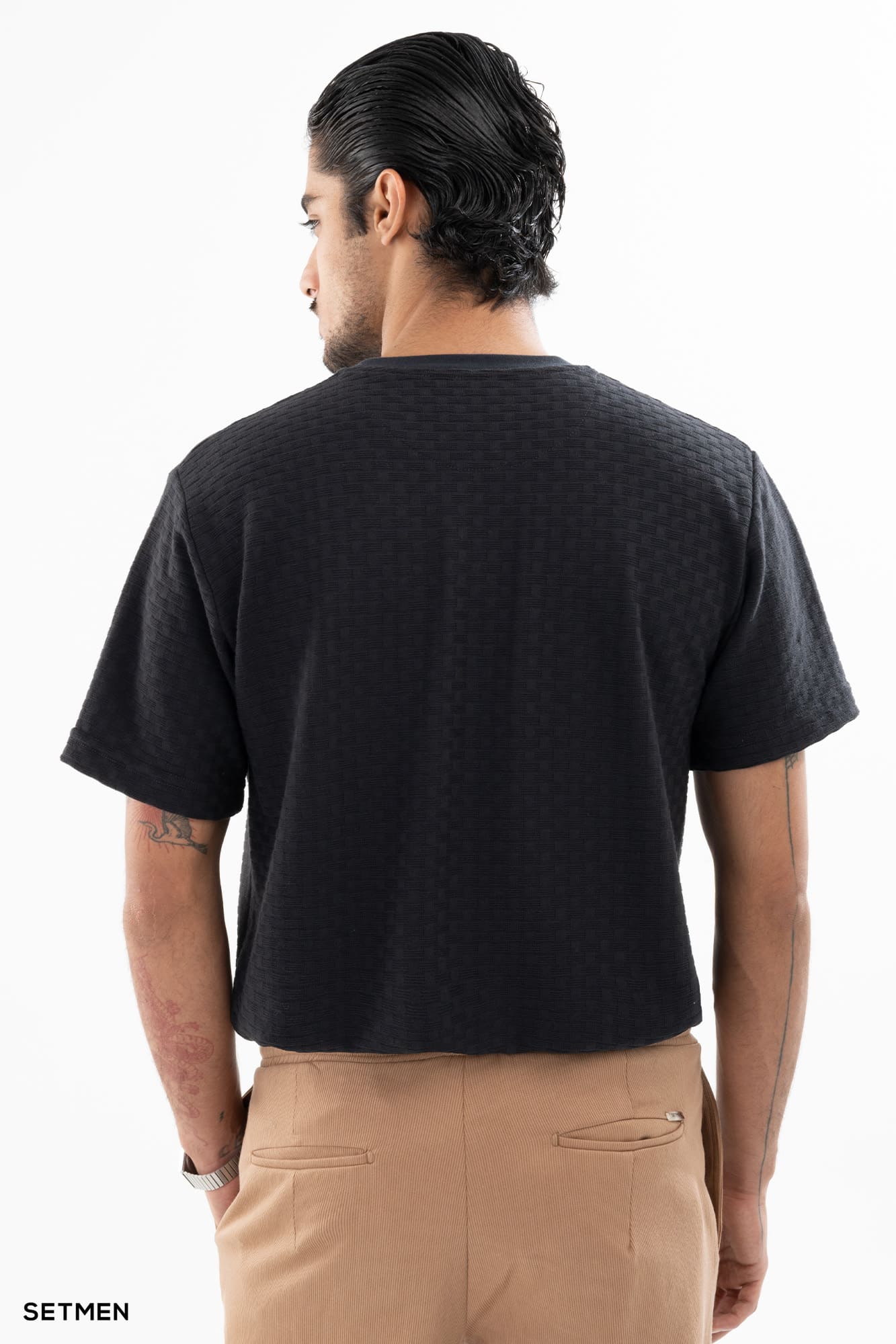 تیشرت مردانه ژاکارد یقه گرد