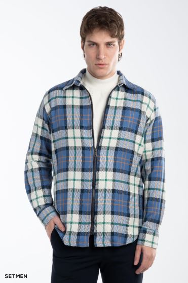 پیراهن مردانه چهارخانه زیپ دار پیراهن مردانه چهارخانه زیپ دار