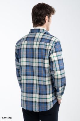 پیراهن مردانه چهارخانه زیپ دار