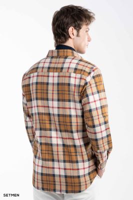 پیراهن مردانه چهارخانه زیپ دار