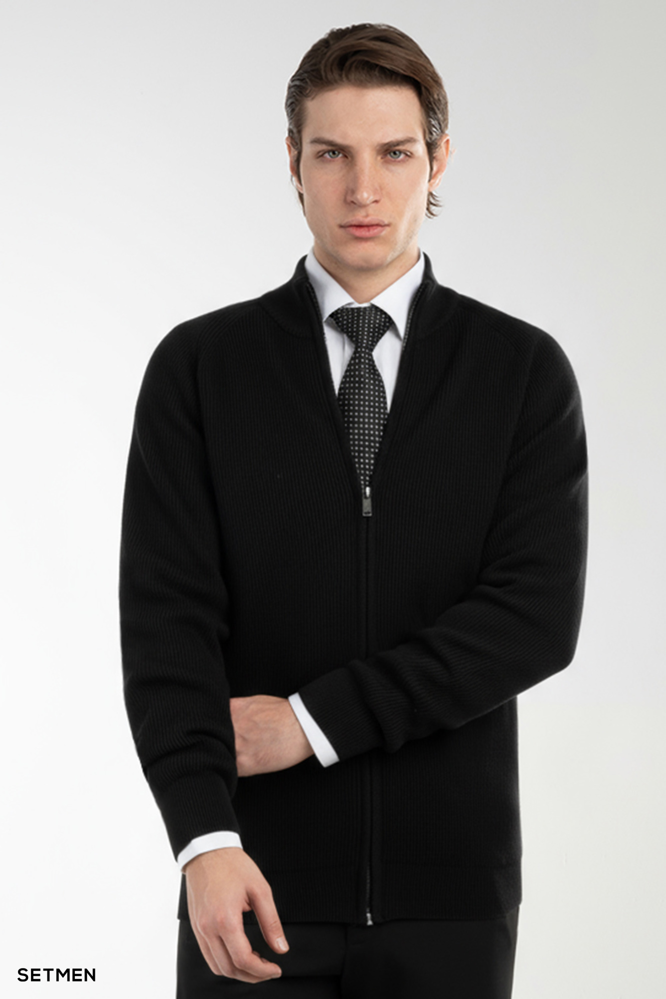 بافت مردانه آستین رگلان تمام زیپ