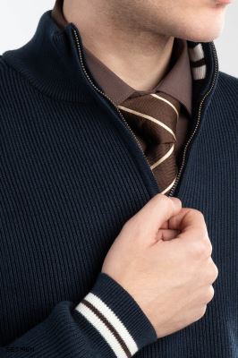 بافت مردانه نیم زیپ یقه ایستاده کلاسیک