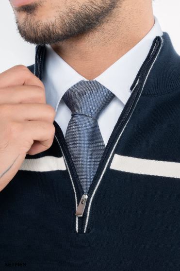 بافت مردانه نیم زیپ یقه ایستاده کلاسیک بافت مردانه نیم زیپ یقه ایستاده کلاسیک