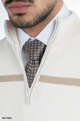 بافت مردانه نیم زیپ یقه ایستاده کلاسیک