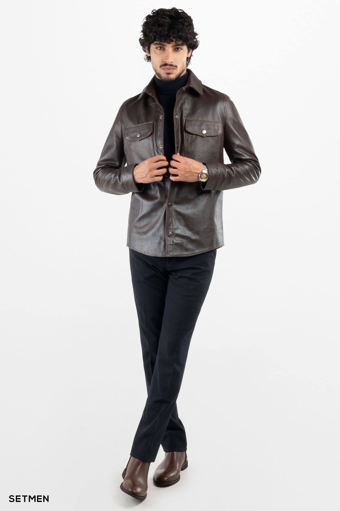 کاپشن مردانه چرم طبیعی