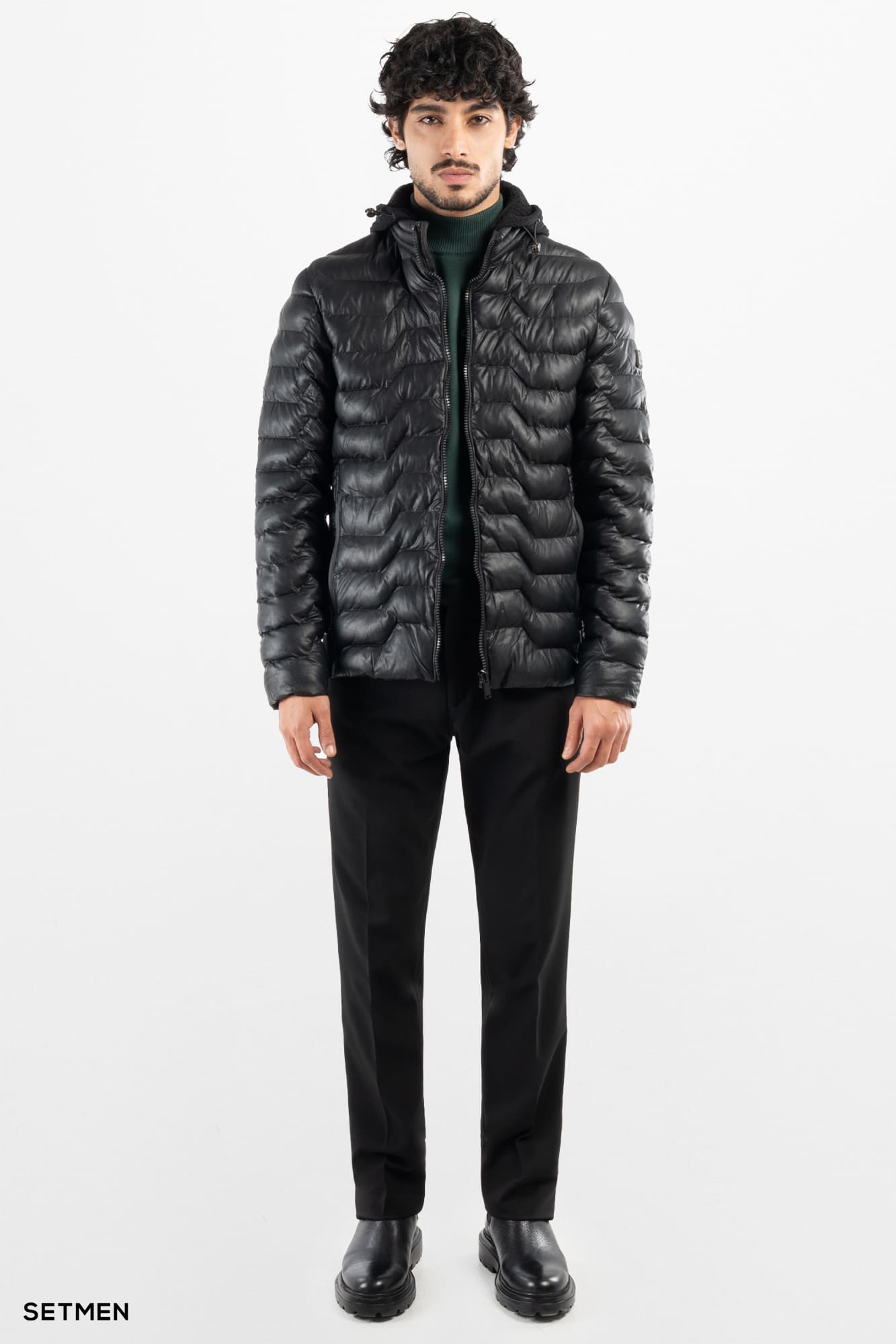 کاپشن مردانه چرم مصنوعی پفی